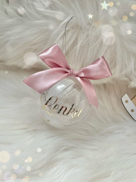 Bombka z kokardka brudny róż