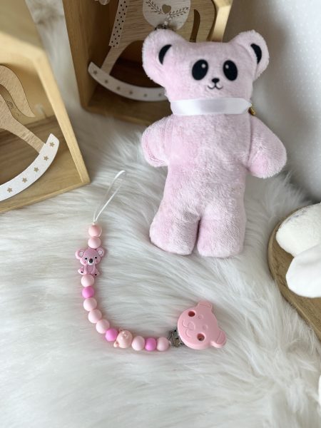 Zawieszka na sznureczku różowy miś