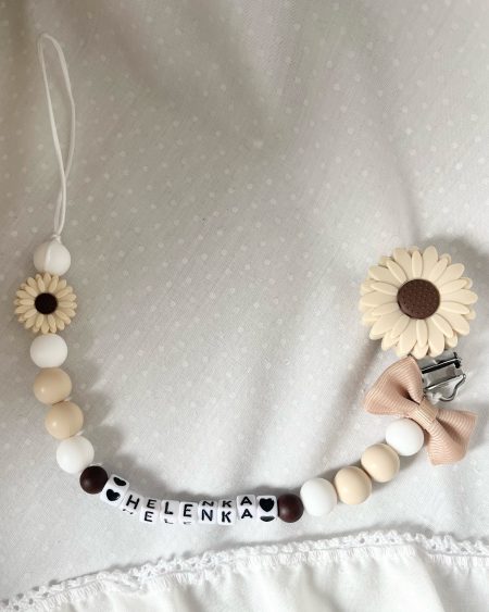 Zawieszka do Smoczka „ beżowa stokrotka”